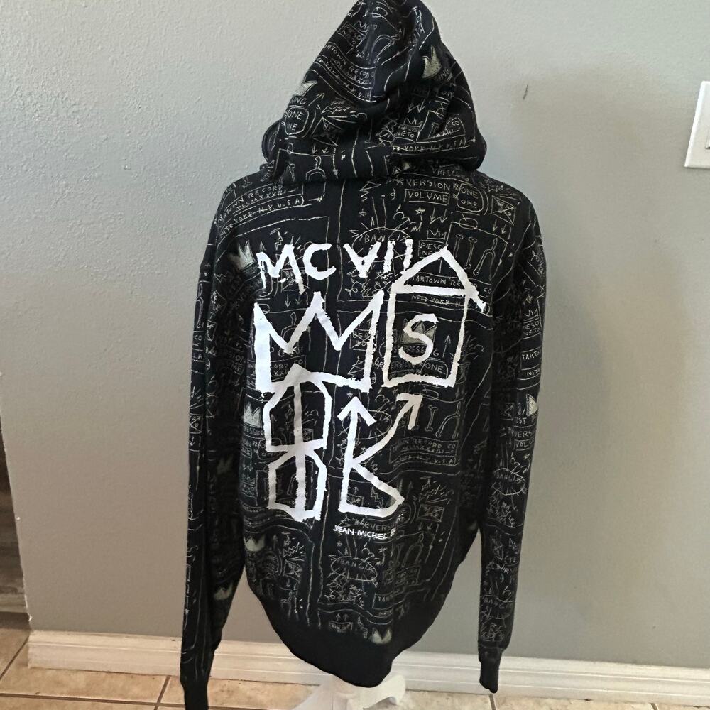 Jean-Michel Basquiat AOP Hoodie Crown Graphic M streetwear artwear trendy